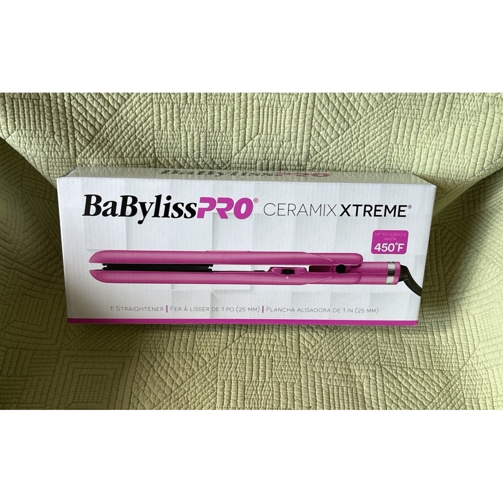 BaBylissPRO Ceramix Xtreme 1" Ceramic Flat Iron Pink 450°F NEW IN BOX